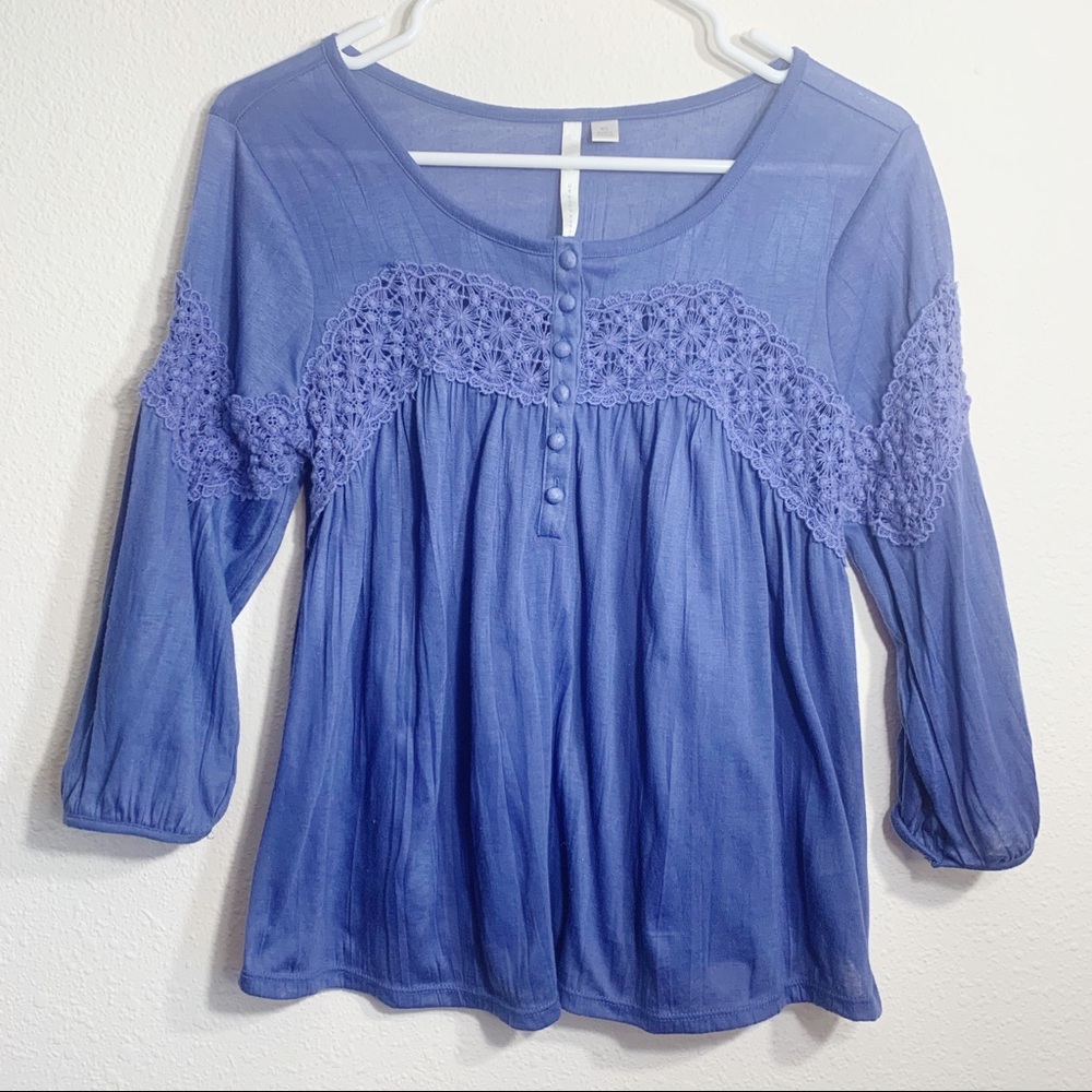 Lauren Conrad Periwinkle Purple Peasant Top XS
